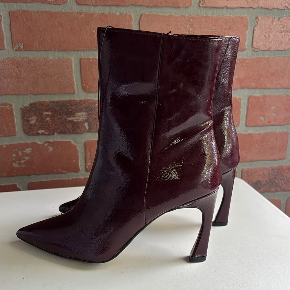 Express Shiny Burgundy Heeled Boots